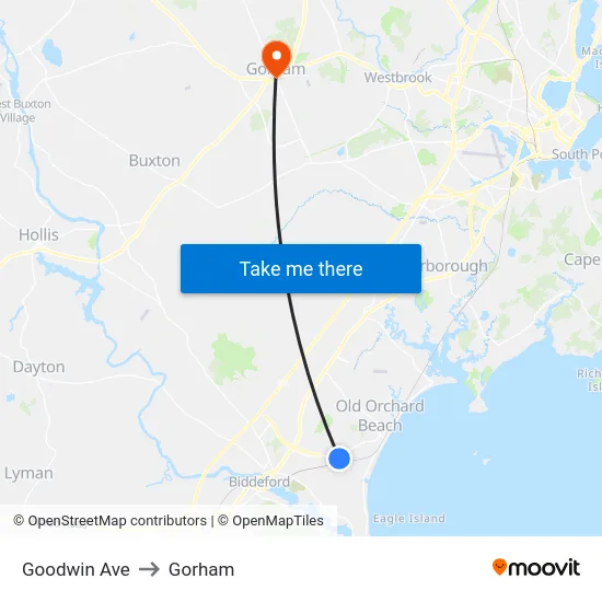 Goodwin Ave to Gorham map