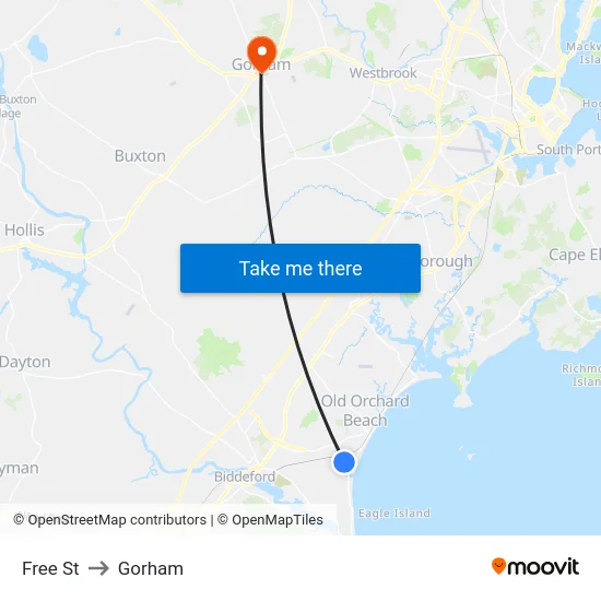 Free St to Gorham map