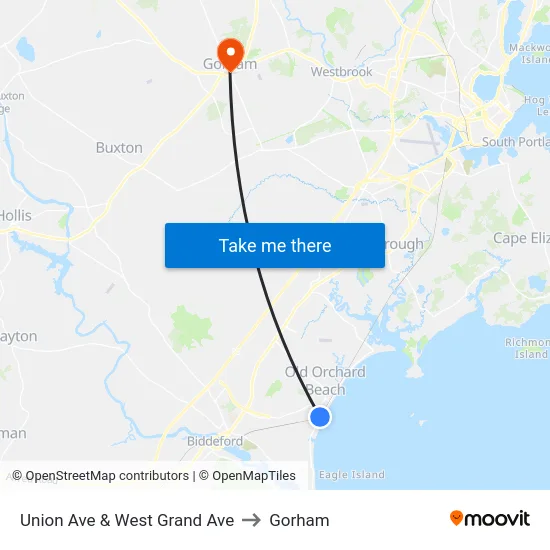 Union Ave & West Grand Ave to Gorham map