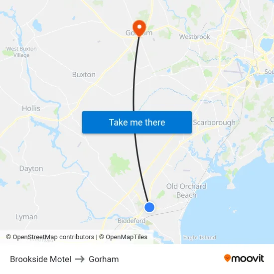 Brookside Motel to Gorham map