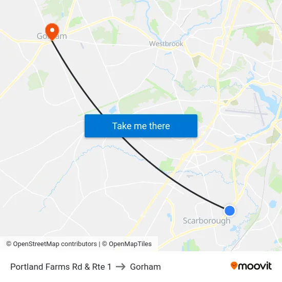 Portland Farms Rd & Rte 1 to Gorham map