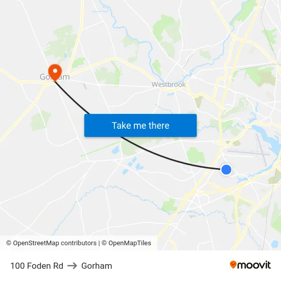 100 Foden Rd to Gorham map
