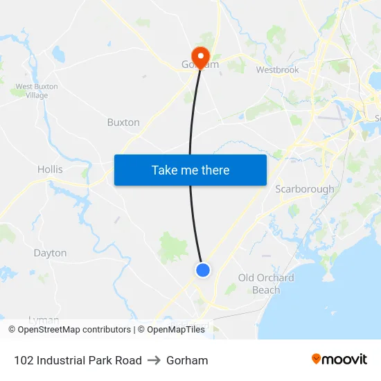 102 Industrial Park Road to Gorham map