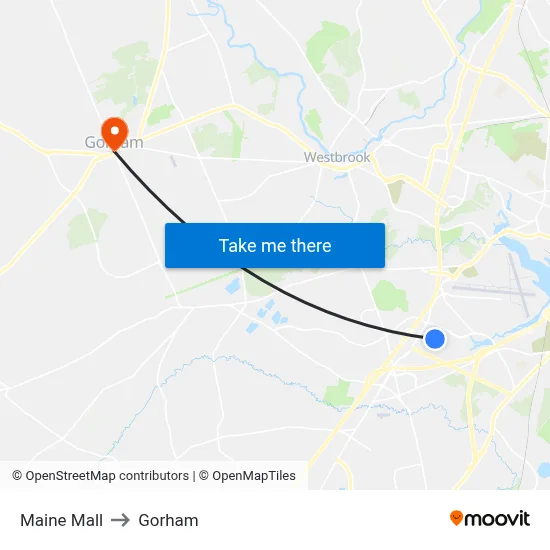 Maine Mall to Gorham map