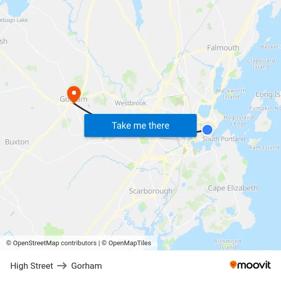 High Street to Gorham map
