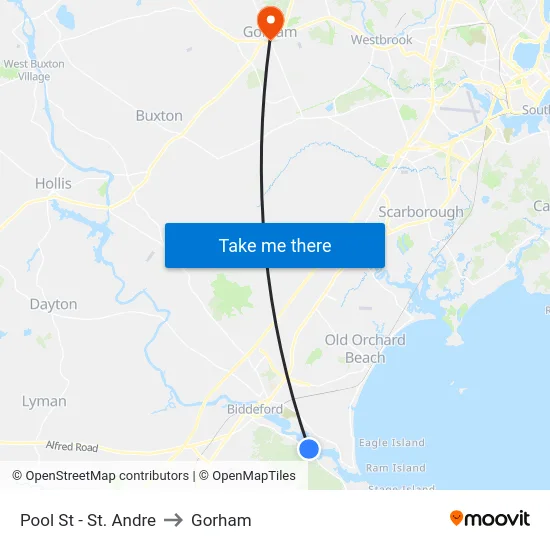 Pool St - St. Andre to Gorham map