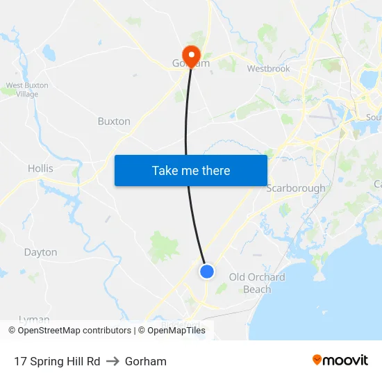 17 Spring Hill Rd to Gorham map