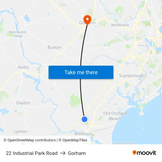 22 Industrial Park Road to Gorham map