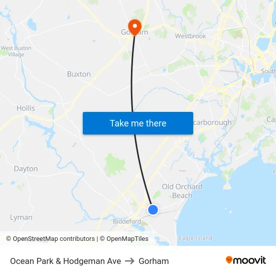 Ocean Park & Hodgeman Ave to Gorham map