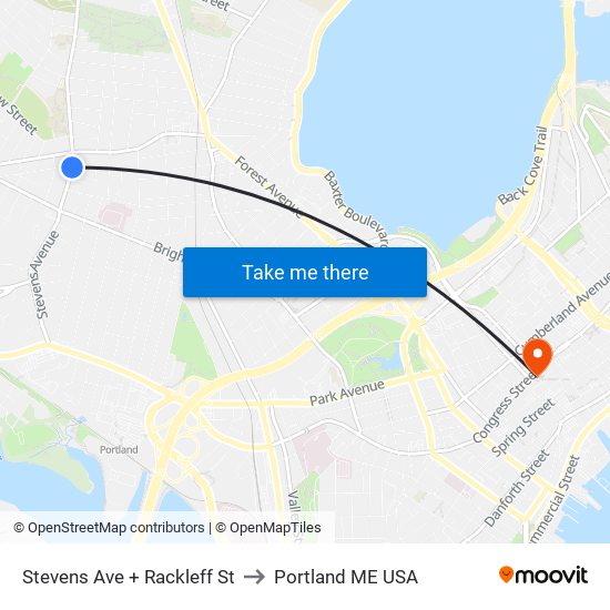 Stevens Ave + Rackleff St to Portland ME USA map