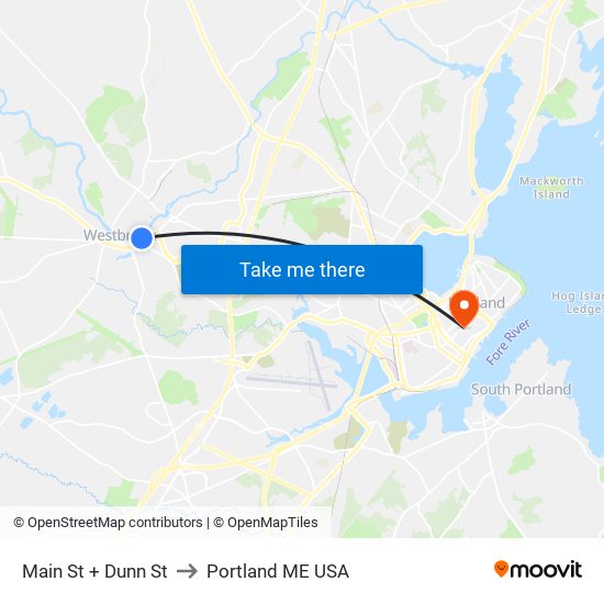 Main St + Dunn St to Portland ME USA map