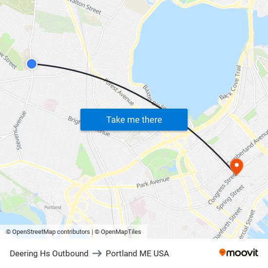 Deering Hs Outbound to Portland ME USA map