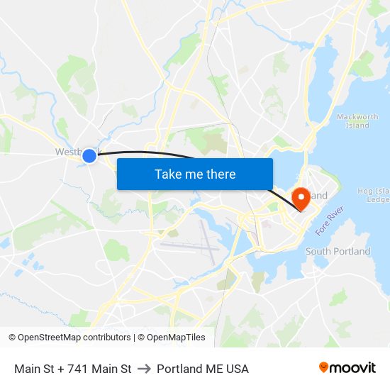 Main St + 741 Main St to Portland ME USA map