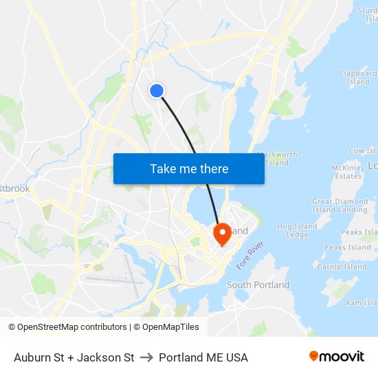 Auburn St + Jackson St to Portland ME USA map