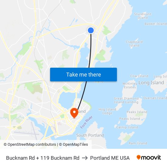 Bucknam Rd + 119 Bucknam Rd to Portland ME USA map