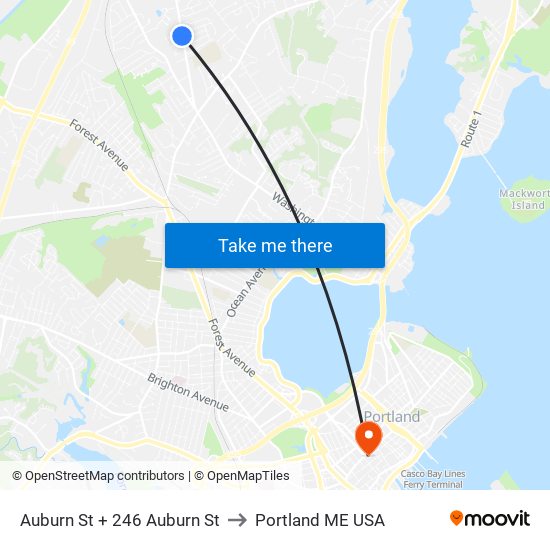 Auburn St + 246 Auburn St to Portland ME USA map