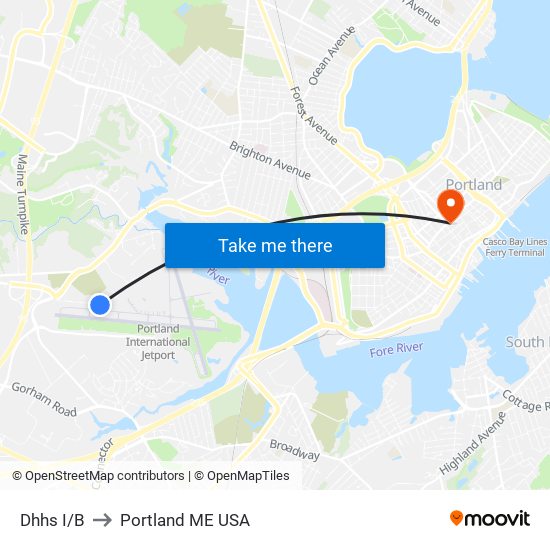 Dhhs I/B to Portland ME USA map