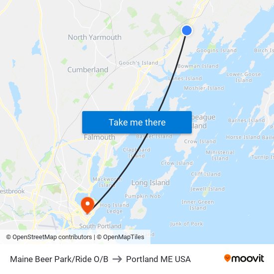 Maine Beer Park/Ride  O/B to Portland ME USA map