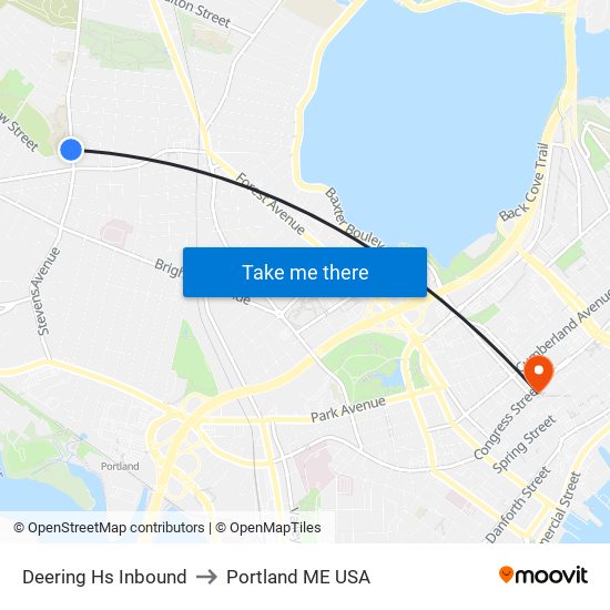 Deering Hs Inbound to Portland ME USA map