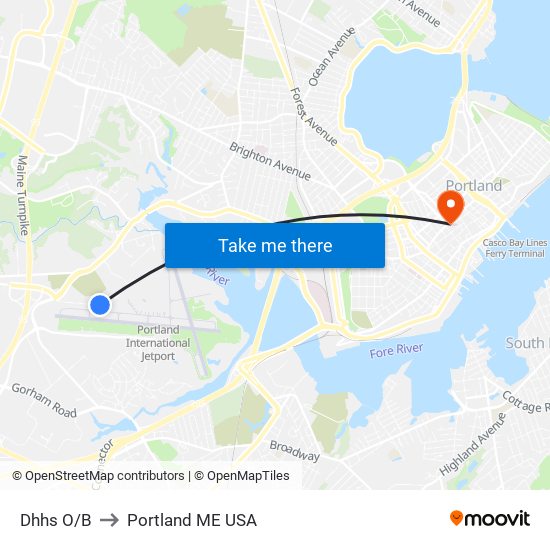 Dhhs O/B to Portland ME USA map