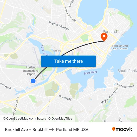 Brickhill Ave + Brickhill to Portland ME USA map