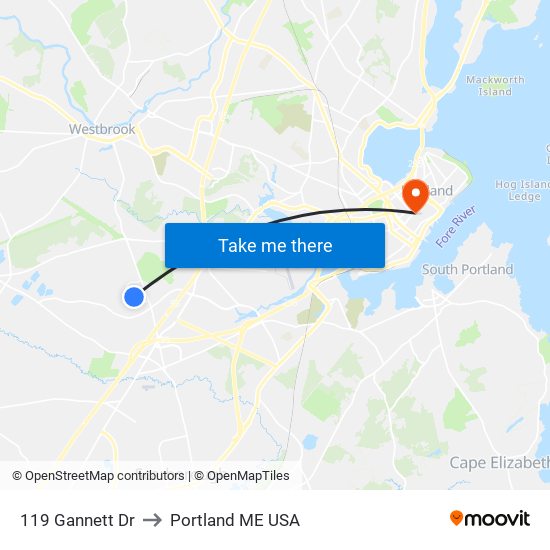 119 Gannett Dr to Portland ME USA map