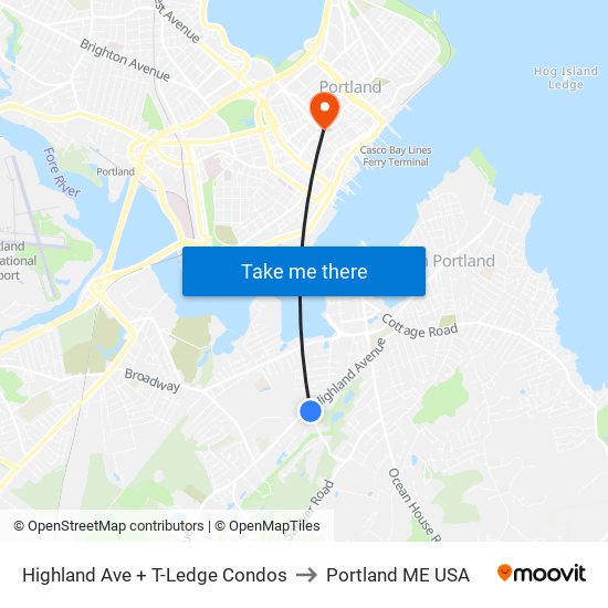 Highland Ave + T-Ledge Condos to Portland ME USA map