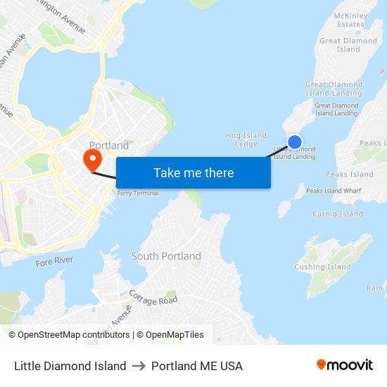 Little Diamond Island to Portland ME USA map