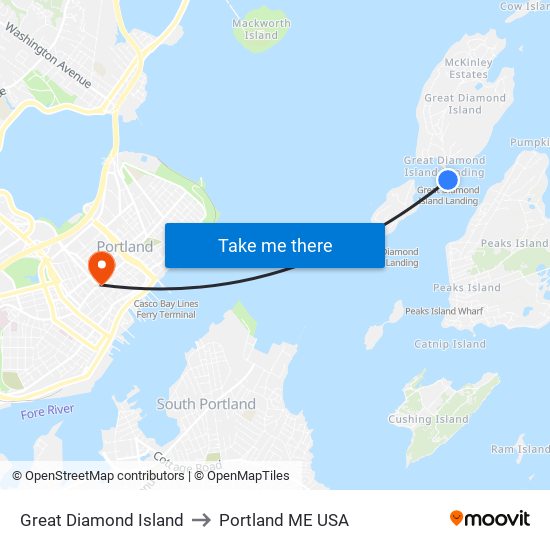 Great Diamond Island to Portland ME USA map