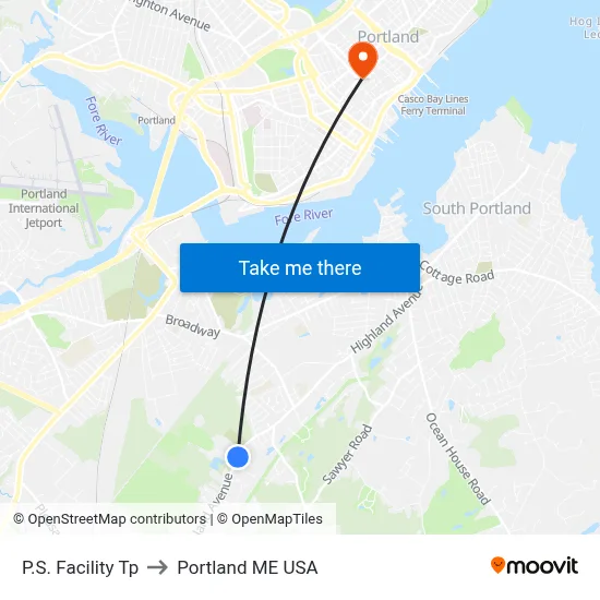 P.S. Facility Tp to Portland ME USA map