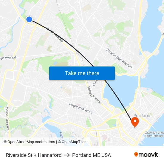 Riverside St + Hannaford to Portland ME USA map