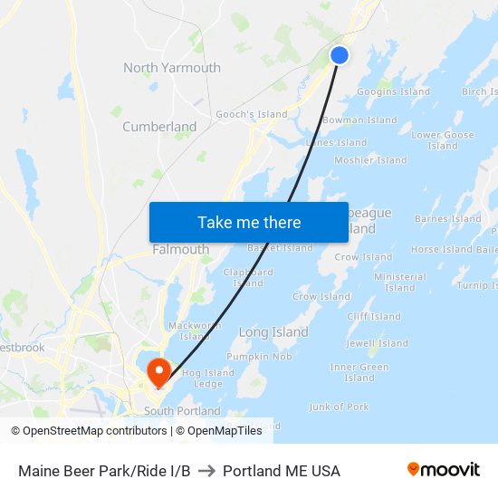 Maine Beer Park/Ride  I/B to Portland ME USA map