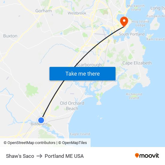 Shaw's Saco to Portland ME USA map