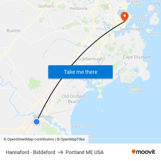 Hannaford - Biddeford to Portland ME USA map