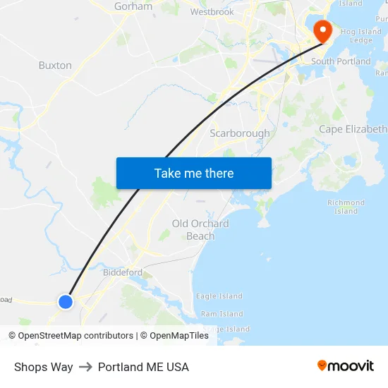 Shops Way to Portland ME USA map