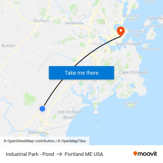 Industrial Park - Pond to Portland ME USA map