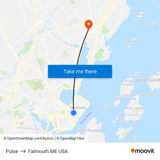 Pulse to Falmouth ME USA map