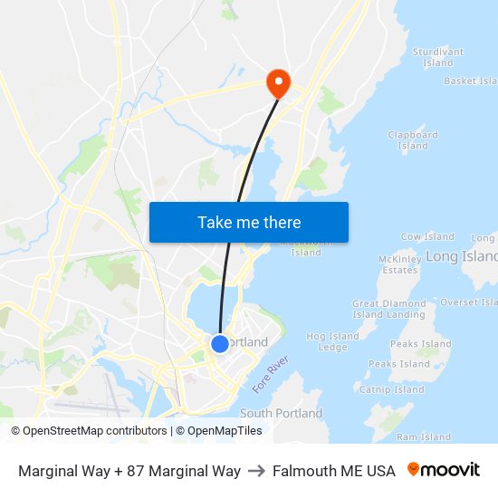 Marginal Way + 87 Marginal Way to Falmouth ME USA map