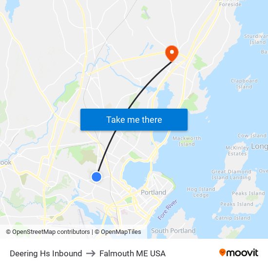 Deering Hs Inbound to Falmouth ME USA map
