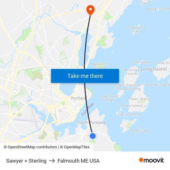 Sawyer + Sterling to Falmouth ME USA map