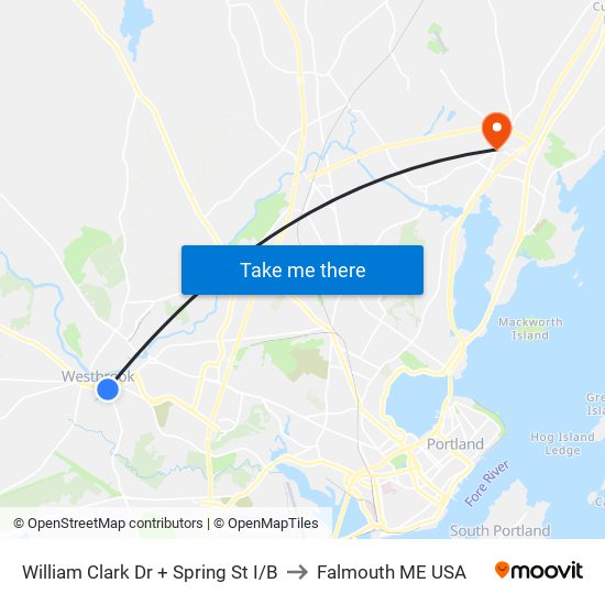 William Clark Dr + Spring St I/B to Falmouth ME USA map