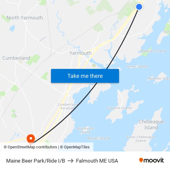 Maine Beer Park/Ride  I/B to Falmouth ME USA map