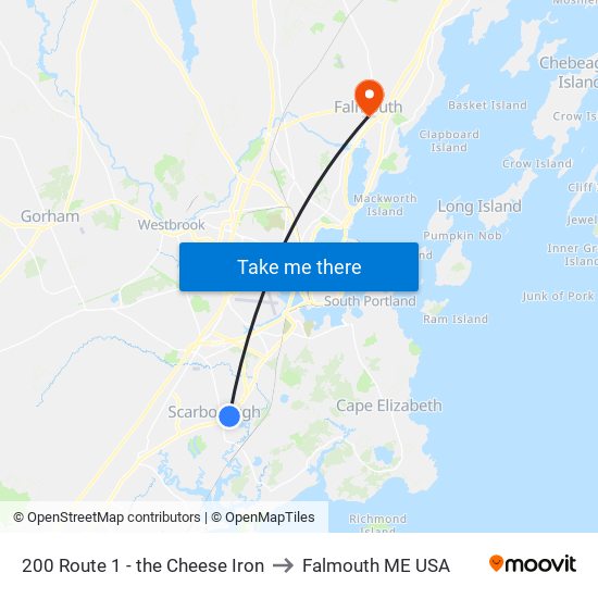 200 Route 1 - the Cheese Iron to Falmouth ME USA map