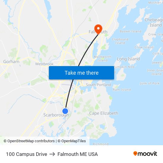 100 Campus Drive to Falmouth ME USA map