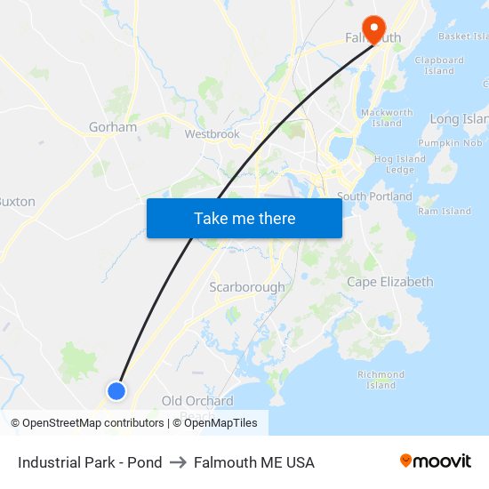 Industrial Park - Pond to Falmouth ME USA map