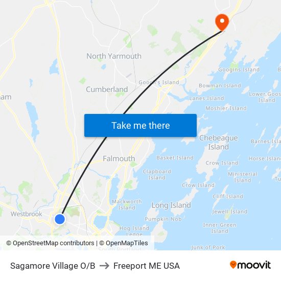 Sagamore Village O/B to Freeport ME USA map