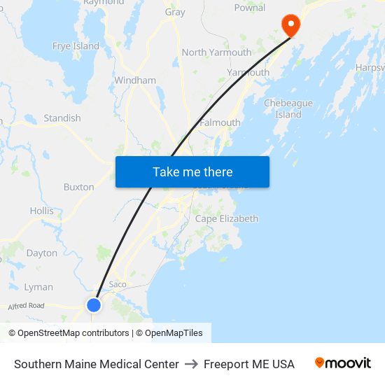 Southern Maine Medical Center to Freeport ME USA map