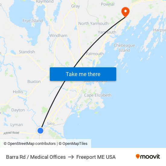 Barra Rd / Medical Offices to Freeport ME USA map