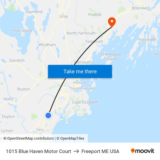 1015 Blue Haven Motor Court to Freeport ME USA map