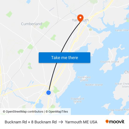 Bucknam Rd + 8 Bucknam Rd to Yarmouth ME USA map